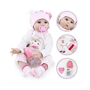 Boneca Bebe Reborn Laura Baby Daylin 18" Infantil 100% Vinil Com Acessórios