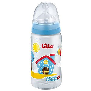 Mamadeira Bebê Bico Silicone Disco de Vedação Antivazamento 300mL +6 Meses Galinha Pintadinha Lillo