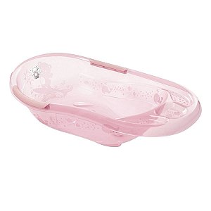 Banheira Bebe Banho Infantil Plástica Rigida Avulsa Portátil 22 Litros Aconchego Transparente Rosa