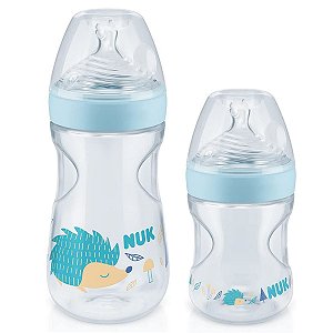 Kit 2 Mamadeiras Infantil Para Bebê +0 meses Bico Silicone  Essence Smart Flow 150ml/ 270ml Azul Nuk