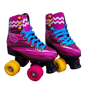 Patins Infantil Roller Quad Para Criança Tamanho 30/31 Esporte Divertido Com Freio Rosa Importway