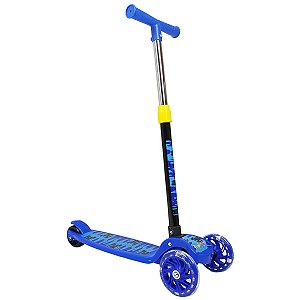 Patinete Infantil 3 Rodas Altura Ajustável 4 Níveis Com Luzes Led Criança Dobrável Azul Importway