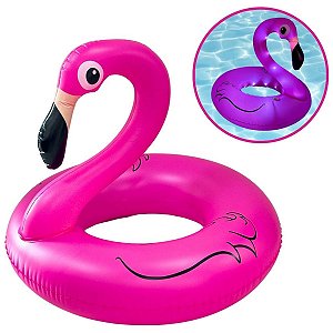 Boia Inflável Infantil Praia Piscina Natação Criança Com Luzes de Led 106cm Flamingo + Adesivo de Reparo Importway