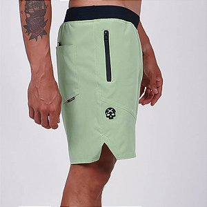 Bermuda Recortes Bscross Zíper - Verde Claro