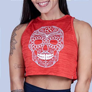 Regata Cropped Bscross - Caveira Mexicana Vermelho