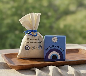 Sabonete com anil e saquinho de algodão 100g