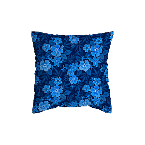 Capa de Almofada Floral Azul Com Zíper 40x40