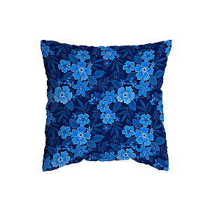 Capa de Almofada Floral Azul Com Zíper