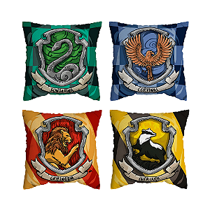 Kit 4 Capas de Almofada Harry Potter Com Zíper