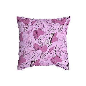 Capa de Almofada Floral Roxa Com Zíper