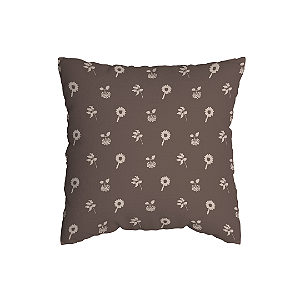 Capa de Almofada Floral Marrom Com Zíper