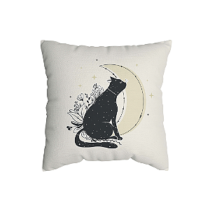 Capa de Almofada Gato Preto Com Zíper