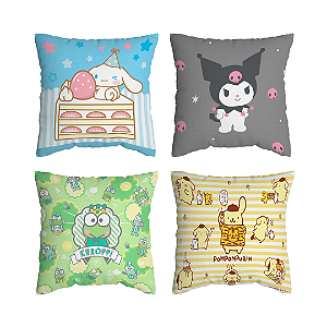 Kit 4 Capas de Almofada Sanrio Com Zíper