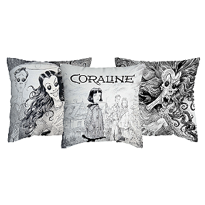 Kit 3 Capas de Almofada Coraline Com Zíper