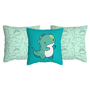 Kit 3 Capas de Almofada Dinossauro Infantil Com Zíper
