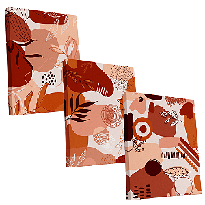 Kit 3 Telas Sublimadas em Tecido Borda Infinita Minimalista Terracota
