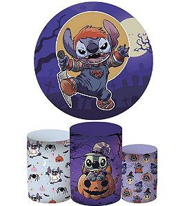 Kit festa Capa Cilindros + Painel Veste Fácil C/elástico STITCH