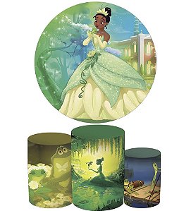 Kit Festa princesas (1 capa de painel redondo 150cm de diâmetro + 3 capas de cilindros)