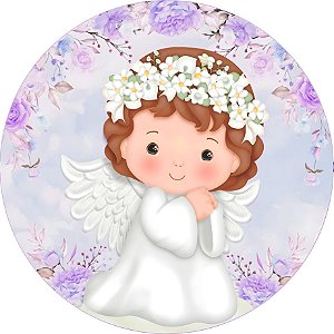 Painel Redondo 150cm Religioso Batizado Infantil Anjinho