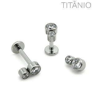 Piercing Labret Cluster Duplo Zircônia Titânio