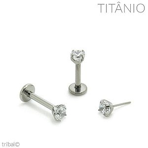 Piercing Labret Zircônia Garra Push Pin Titânio