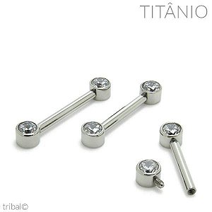 Piercing Barbell Mamilo Disco Zircônias Frontais Titânio