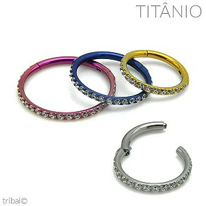 Piercing Anel Segmentado Articulado com Zircônias Titânio