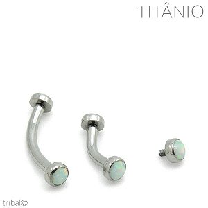 Piercing Barbell Curvo Disco Opala Duplo Titânio