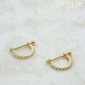 Piercing Microbell Argola Ouro 18k com Zircônias