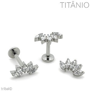 Piercing Umbigo Zircônia 4 Pedras Titânio - Tribal Joalheria