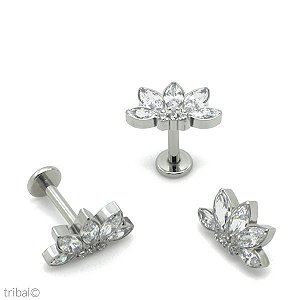 Piercing Labret Cluster Marquise com Zircônias