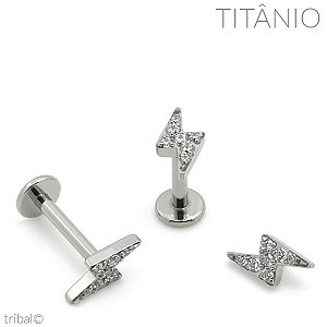 Piercing Labret Raio com Zircônias Titânio