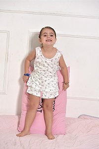 Pijama Short Doll Regata Coração Mini Off White 11401