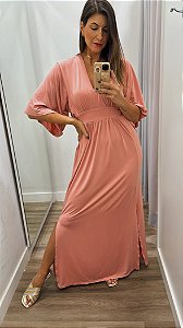 Kaftan Longo em Liganete Basic Salmão 11441