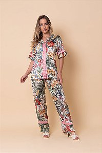 Pijama Longo Tropical Colorido 11647