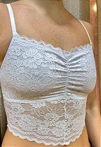 Sutia Top sem Bojo Rendado Mari Branco 11619