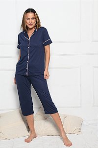 Pijama Capri com Botoes Blue Marinho 11611