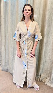 Camisola Longa com Botoes Chic Azul 11682