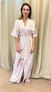 Camisola Longa com Botoes Chic Rosa 11682