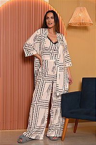 Conjunto Trio com Blusa de Alcinhas Estampado Ayla 11876