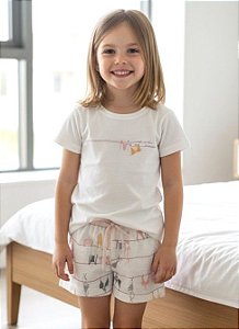 Pijama Short Doll 100% Algodao Estampado Rosa Iris Mini 11831