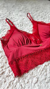 Sutia Top com Bojo Removivel em Microfibra e Renda Lua Vermelho 11893