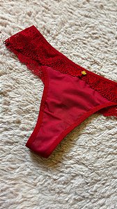 Calcinha Fio Dental Microfibra e Renda Lua Vermelho 11894