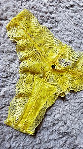 Calcinha Biquini Fio Dental Rendada Ana Amarelo 11887