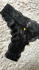 Calcinha Biquini Fio Dental Rendada Ana Preto 11887
