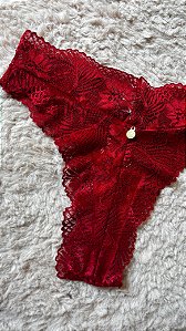 Calcinha Biquini Fio Dental Rendada Ana Vermelho 11887