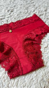 Calcinha Calecon em Microfibra e Renda Ana Vermelho 11888