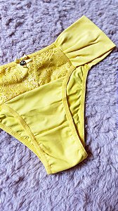 Calcinha Alta Lateral Dupla em Microfibra Amarelo 11889