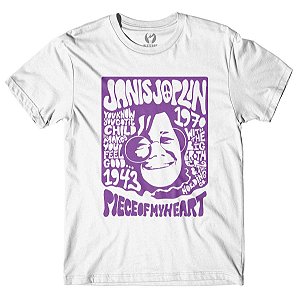 Camiseta Janis Joplin - Piece of My Heart  - Branca