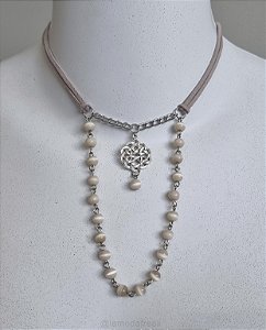 CHOKER DARA - MURANO ROSÊ E PINGENTE CELTA - AC273